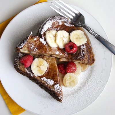 Banana, Raspberry and Peanut Butter French Toast