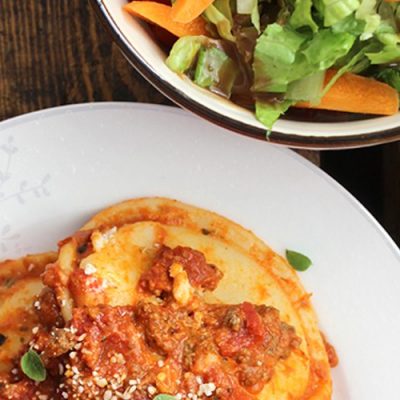 Ravioli on white dish