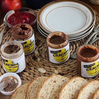 Cracked nut butter on counter